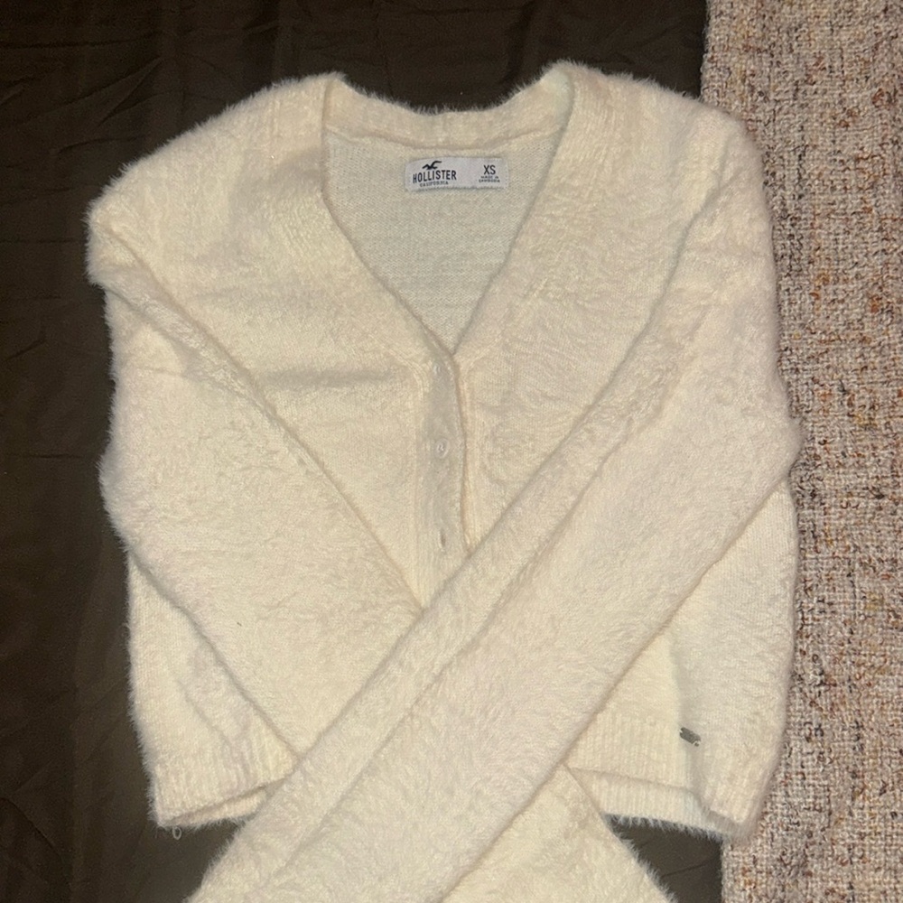 Fuzzy sweater cardigan